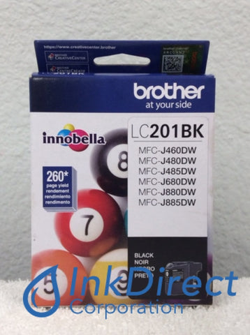 Genuine Brother LC201BK LC-201BK Ink Jet Cartridge Black Ink Jet Cartridge , Brother - All-in-One MFC J460DW, J480DW, J485DW, J680DW, J880DW, J885DW, Ink Direct Corporation