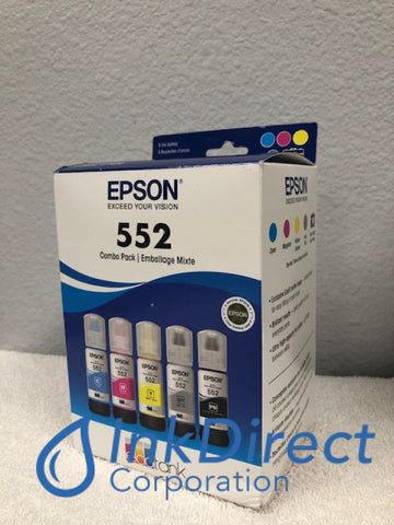Genuine Epson T552920 T552920-S Epson 552 Ink Bottle Photo Black Cyan Magenta Yellow Gray Ink Jet Cartridge , Epson - All-in-One EcoTank Photo ET8500, ET8550,