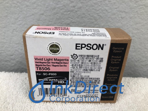Genuine Epson T850600 T8506 T85060N SP-C800 Epson 850 Ink Jet Cartridge Vivid Light Magenta SureColor P800 Ink Jet Cartridge , Epson - InkJet Printer SureColor P800