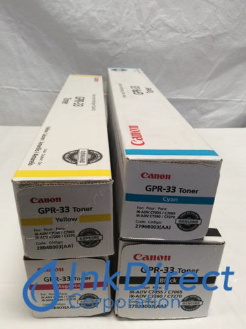 1 Set - Genuine Canon 2792B003AA 2796B003AA 2800B003AA 2804B003AA GPR-33 Toner Cartridge Black Cyan Magenta Yellow ImageRunner Advance C7055