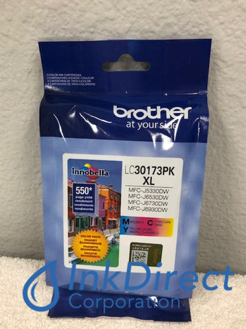 Genuine Brother LC30173PK LC-30173PK LC-3017 XL Ink Jet Cartridge Cyan Magenta Yellow Ink Jet Cartridge , Brother - All-in-One MFC J5330DW, J6530DW, J6930DW,