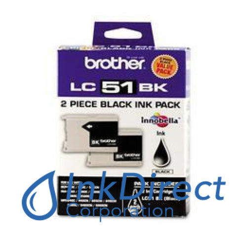 Genuine Brother Lc51Bk2Pk Lc-51Bk2Pk Twin Pack Ink Jet Cartridge Black