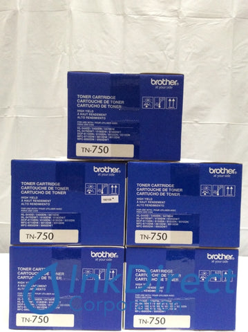Genuine Brother TN750 TN-750 TN750 High Yield Toner Cartridge Black ( lot of 5 ) Toner Cartridge , Brother   - All-in-One  DCP 8110DN,  8150DN,  8155DN,  MFC  8510DN,  8710DW,  8910DW,  8950DW,  8950DWT,   - Laser Printer HL  5450DN,  5470DW,  5470DWT,  6180DW,  6180DWT,  8710DN,  8910DW,