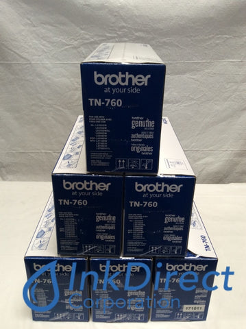 Genuine Brother TN760 TN-760 Toner Cartridge Black ( Lot of 6 ) DCP L2550DW HL L2350DW L2370DW L2370DW XL L2390DW L2395DW MFC L2710DW