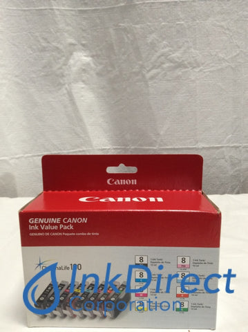 Genuine Canon 0620B015 CLI-8 (BK/C/M/Y/PM/PC/R/G) Ink Jet Cartridge Black & Color Ink Jet Cartridge
