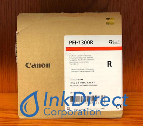 Genuine Canon 0819C001 PFI-1300R Ink Tank Red Pro-2000 4000 4000S 6000S Ink Jet Cartridge , Canon - Wide Format Printer ImagePrograf Pro-2000, Pro-4000, Pro-4000S, Pro-6000S