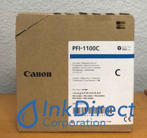 Genuine Canon 0851C001 0851C001AA PFI-1100C Ink Tank Cyan Pro-2000 4000 4000S 6000S Ink Jet Cartridge , Canon - Wide Format Printer ImagePrograf Pro-2000, Pro-4000, Pro-4000S, Pro-6000S,