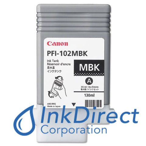 Genuine Canon 0894B001Aa Pfi-102Mbk Ink Jet Cartridge Matt Black Wide Format Printer ImagePrograf IPF500, IPF510, IPF600, IPF610, IPF650, IPF655, IPF700, IPF710, IPF720, IPF750, IPF755,