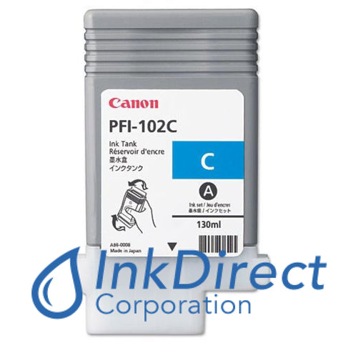 Genuine Canon 0896B001Aa Pfi-102C Ink Jet Cartridge Cyan Wide Format Printer ImagePrograf IPF500, IPF510, IPF600, IPF610, IPF650, IPF655, IPF700, IPF710, IPF720, IPF750, IPF755,
