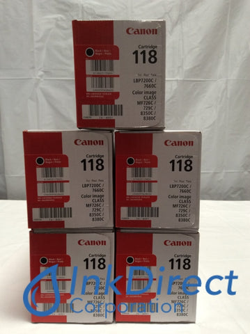 Genuine Canon 2662B001AA Canon 118 CRG-118BK Toner Cartridge Black ( lot of 5 ) LBP7200CDN LBP7660CDN MF8350CDN MF8380CDW Toner Cartridge