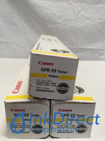 Genuine Canon 2804B003AA GPR-33 Toner Cartridge Yellow ( lot of 3 ) Advance C7055 C7065 C7260 C7270 Toner Cartridge