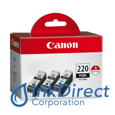 Genuine Canon 2945B004Ab Pgi-220 Tri-Pack Black Ink Jet Cartridge
