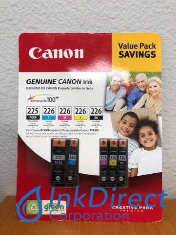 Genuine Canon 4530B009 4530B009AA PGI-225PGBK & CLI-226 (B/C/M/Y) Ink Jet Cartridge 5-Color Ink Jet Cartridge