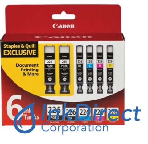 Genuine Canon 4530B012Aa Pgi-225Pgbk & Cli-226 (Bk/c/m/y) Ink Jet Cartridge 6-Colors