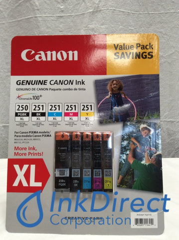 Genuine Canon 6432B012 6432B012AA PGI-250XL CLI-251XL BCMY Ink Jet Cartridge Black & Color Ink Jet Cartridge