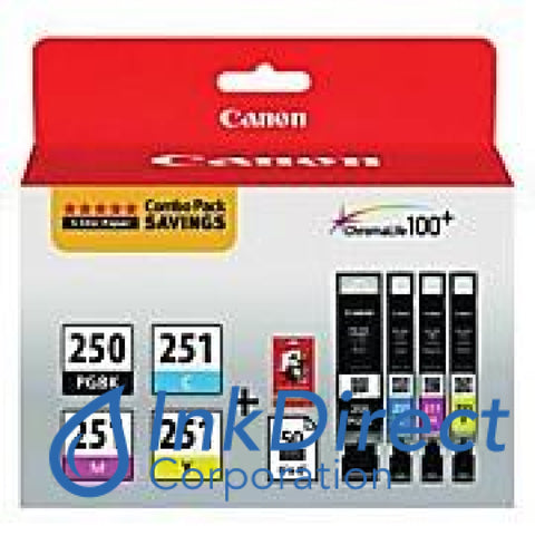 Genuine Canon 6497B004 Pgi-250 Pgbk Cli-251 Cmy Ink Jet Cartridge Black & Color