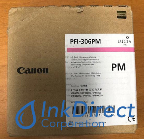 Genuine Canon 6662B001Aa Pfi-306Pm Ink Tank Photo Magenta