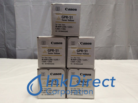Genuine Canon F429032001 F42-9032-001 8519B003AA GPR-51 Toner Cartridge Yellow ( lot of 5 ) Toner Cartridge , Canon - Multi Function ImageRunner Advance C250IF, C350IF