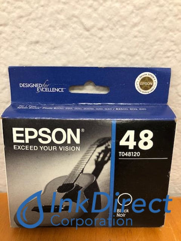 Genuine Epson T048120 T0481 Epson 48 Ink Jet Cartridge Black Ink Jet Cartridge , Epson - InkJet Printer Stylus Photo R200, R220, R300, R300M, R320, R340, RX500, RX600, - Multi Function Stylus Photo RX620,