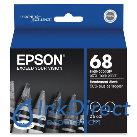 Genuine Epson T068120D2 T068120-D2 Epson 68 High Yield Ink Jet Cartridge Black Ink Jet Cartridge , Epson - All-in-One WorkForce 40, 600, - InkJet Printer Stylus C120, NX305, - Multi Function Stylus CX5000, CX6000, CX7000F, CX8400, CX9400F, NX300, NX400,