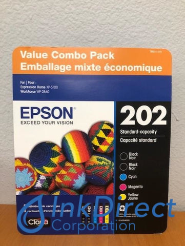Genuine Epson T2021-5-SVH Epson 202 Ink Jet Cartridge 5-Color Ink Jet Cartridge , Epson - All-in-One WorkForce WF-2860, XP 5100,