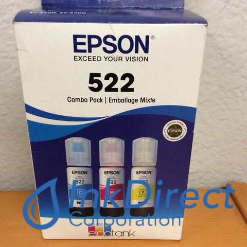 Genuine Epson T522520-S Epson 522 Ink Jet Cartridge Tri-Color Ink Tank