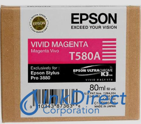 Genuine Epson T580A00 Ink Jet Cartridge Vivid Magenta Stylus Pro 3800 3880 Ink Jet Cartridge , Epson - InkJet Printer Stylus Pro 3800, 3880