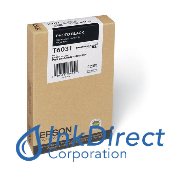Genuine Epson T603100 T6031 C13T603100 Ink Jet Cartridge Photo Black ...