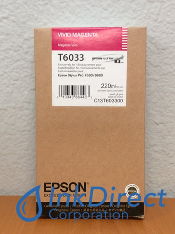 Genuine Epson T603300 T6033 C13T603300 Ink Jet Cartridge Magenta Stylus Pro 7800 7880 9800 9880 Ink Jet Cartridge , Epson - InkJet Printer Stylus Pro 7800, 7880, 9800, 9880