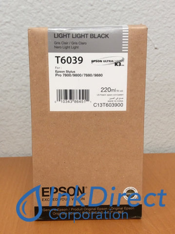 Genuine Epson T603900 T6039 C13T603900 Ink Jet Cartridge Light Light Black Stylus Pro 7800 7880 9800 9880 Ink Jet Cartridge , Epson - InkJet Printer Stylus Pro 7800, 7880, 9800, 9880