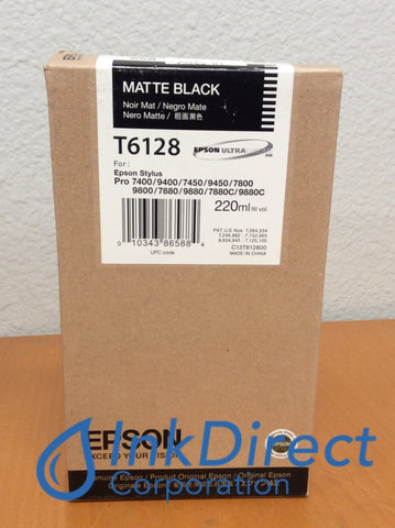 Genuine Epson T612800 T6128 Ink Jet Cartridge Matt Black Stylus Pro 7450 7800 7880 7880C 9400 9450 9800 9880 Ink Jet Cartridge , Epson - InkJet Printer Stylus Pro 7450, 7800, 7880, 7880C, 9400, 9450, 9800, 9880,