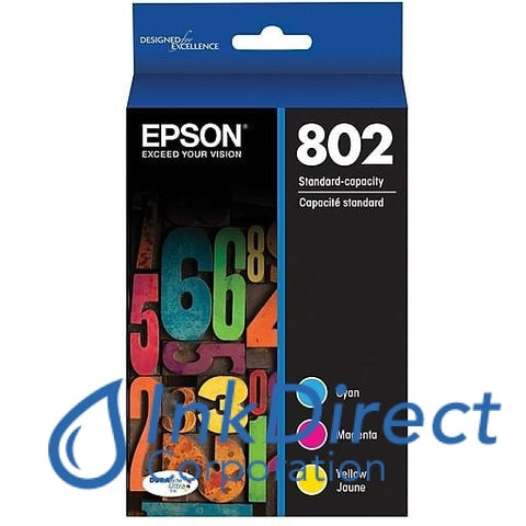 Genuine Epson T802520 T802 Cyan Magenta Yellow Ink Jet Cartridge Tri-Color Ink Jet Cartridge Epson - All-in-One Workforce Pro WF-4720, WF-4730, WF-4734, WF-4740