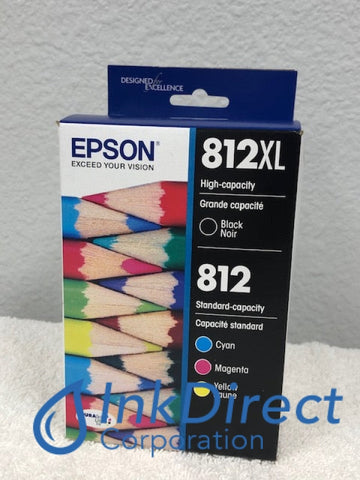 Genuine Epson T812XLBCS T812XL-BCS Epson T812XL BK T812 CMY Ink Jet Cartridge Black & Color Ink Jet Cartridge , Epson - All-in-One Workforce Pro WF-7820, WF-7840, - Multi Function WorkForce EC-C7000, - Wide Format Printer Workforce Pro WF-7310,