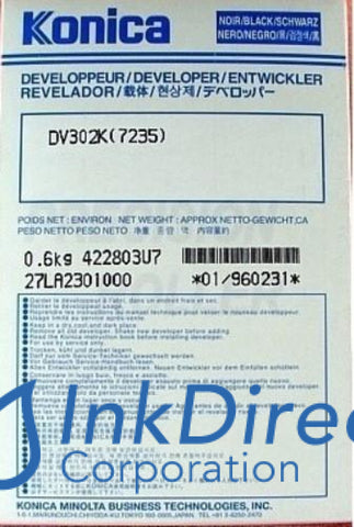 Genuine Konica Minolta 960231 960-231 Dv-302K Dv302K Developer / Starter Black