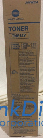 Genuine Konica Minolta A0Vw234 Tn-614Y Tn614Y Toner Cartridge Yellow