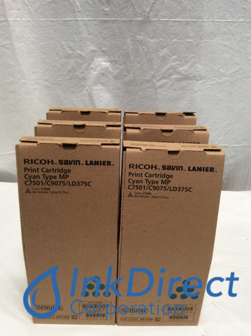 Genuine Ricoh 841358 MP C6501 C7501 Print Cartridge Cyan (lot of 6) MP C6501SP C7501SP C9065 C9075 LD 365C 375C Print Cartridge