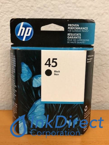 HP 51645A ( HP 45 ) Ink Jet Cartridge Black Ink Jet Cartridge , HP - All-in-One OfficeJet Pro 1150C, 1170, 1170CSE, 1170CXI, 1175CSE, - Copier Color Copier 110, 120, 140, 170, 210LX, 260, 270, - InkJet Printer DesignJet 750C, 755CM, DeskJet 1000CSE, 1000CXI, 1120CSE, 1120CXI, 1220C, 1600C, 1600CM, 6122, 710C, 712C, 720C, 722C, 820C, 820CXI, 832C, 850C, 855C, 870CSE, 870CXI, 880C, 882C, 890CSE, 890CXI, 895CSE, 895CXI, 9300, 932C, 950C, 960C, 970CXI, 990CSE