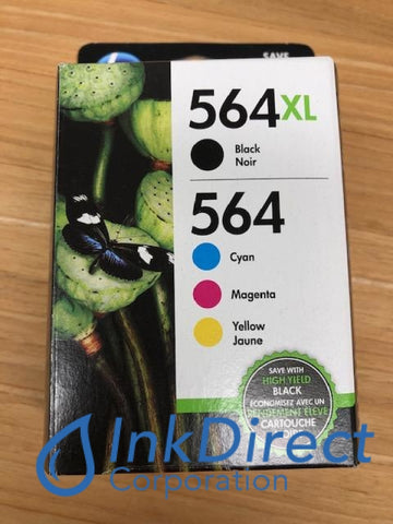 HP N9H60FN 564XL 564 CMY Ink Black & Color ( 1 each CN684WN CB318WN CB319WN CB320WN ) Ink Jet Cartridge , HP - DeskJet 3522, - All-in-One PhotoSmart 5510, 5514, 5515, 5520, 6515, 7510, B8550, C6340, - InkJet Printer DeskJet 6520