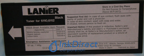 Genuine Lanier 1170135 117-0135 Toner Cartridge Black , Lanier - Copier 6110, 6112