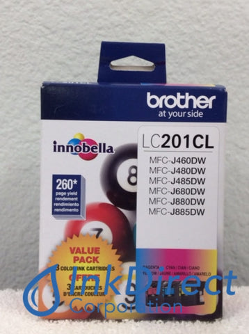 Genuine Brother LC201CL LC-201CL Ink Jet Cartridge Cyan Magenta Yellow Ink Jet Cartridge , Brother   - All-in-One  MFC J460DW,  J480DW,  J485DW,  J680DW,  J880DW,  J885DW, Ink Direct Corporation