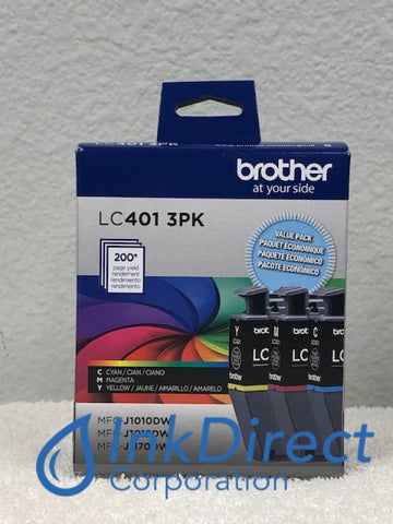 Genuine Brother LC4013PK LC401 3PK LC401 Ink Jet Cartridge Cyan Magenta Yellow Ink Jet Cartridge , Brother   - All-in-One  MFC J1010DW,  J1012DW,  J1170DW