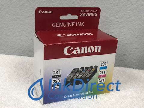 Genuine Canon 2021C007 2021C007AA PGI-280XL Black 281 B/C/M/Y Ink Jet 5-Color Ink Jet Cartridge  Canon&nbsp; &nbsp;- InkJet Printer&nbsp; Pixma TR 7520,&nbsp; 8520,&nbsp; Pixma TS&nbsp; 6120,&nbsp; 8120,&nbsp; 9120,