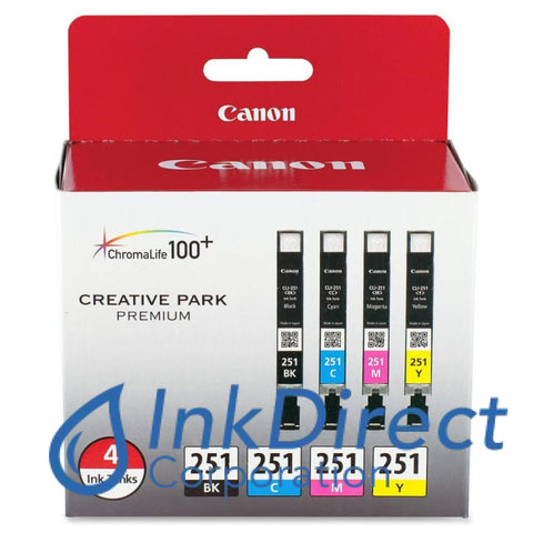 Genuine Canon 6513B004Aa Cli-251 (Bk/c/y/m) Ink Jet Cartridge Black & Color