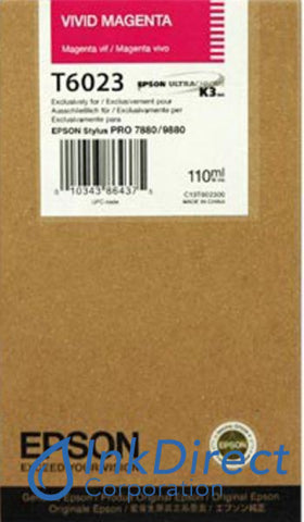 Genuine Epson T602300 T6023 Ink Jet Cartridge Vivid Magenta