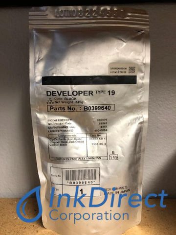 Genuine Ricoh B0399640 B039-9640 888095 Type 19 Developer / Starter Black Developer / Starter , Gestetner - Copier Digital AFICIO 1502, 1802, Ricoh - Digital Copier AFICIO 1015, 1018, 1018D, 1113, Savin - Digital Copier AFICIO 2515, 2518