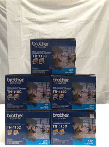 Genuine Brother TN115C TN-115C TN115C High Yield Toner Cartridge Cyan ( lot of 5 ) DCP 9045CD 9040CN 9045CDN 9440CN 9840CDW 4040CN 4070CDW