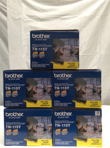 Genuine Brother TN115Y TN-115Y TN115Y High Yield Toner Cartridge Yellow ( lot of 5 ) DCP 9045CD 9040CN 9045CDN 9440CN 9840CDW 4040CN 4070CDW