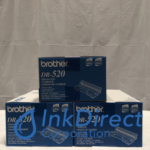Genuine Brother DR520 DR-520 Drum Unit Black ( lot of 3 ) Drum Unit , Brother - All-in-One DCP 8060DN, 8065DN, - Digital Printer DCP 8060, - Laser Printer HL 5200, 5240, 5240DN, 5240L, 5250DN, 5250DNT, 5270DN, 5280DW, - Multi Function MFC 8460N, 8860DN,