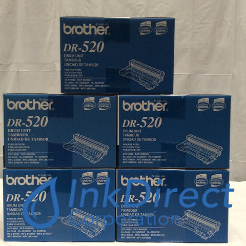 Genuine Brother DR520 DR-520 Drum Unit Black ( lot of 5 ) Drum Unit , Brother - All-in-One DCP 8060DN, 8065DN, - Digital Printer DCP 8060, - Laser Printer HL 5200, 5240, 5240DN, 5240L, 5250DN, 5250DNT, 5270DN, 5280DW, - Multi Function MFC 8460N, 8860DN,