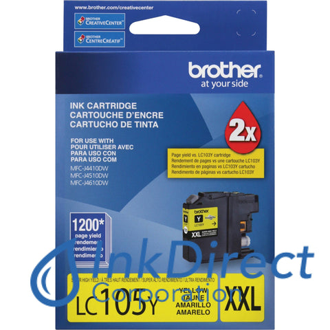 Genuine Brother Lc105Y Lc-105Y Lc-105 Xxl Ink Jet Cartridge Yellow